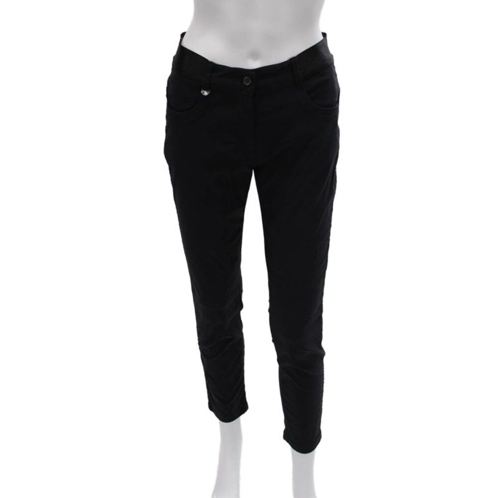 Chervo Womens Ankle Pants Black Button Polyamide Size 42